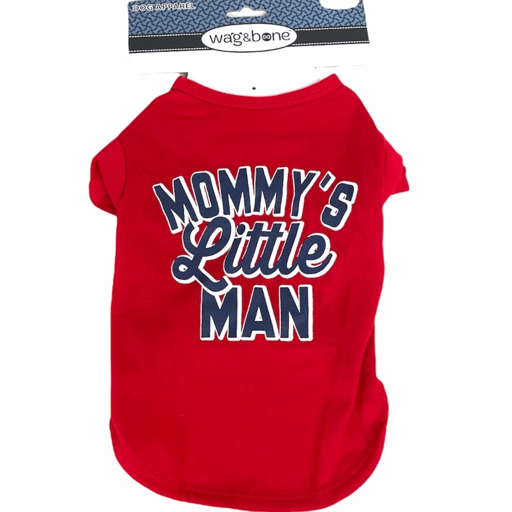 Wag & Bone Mommy’s Little Man Dog Shirt, Red, X-Small, Small, Medium